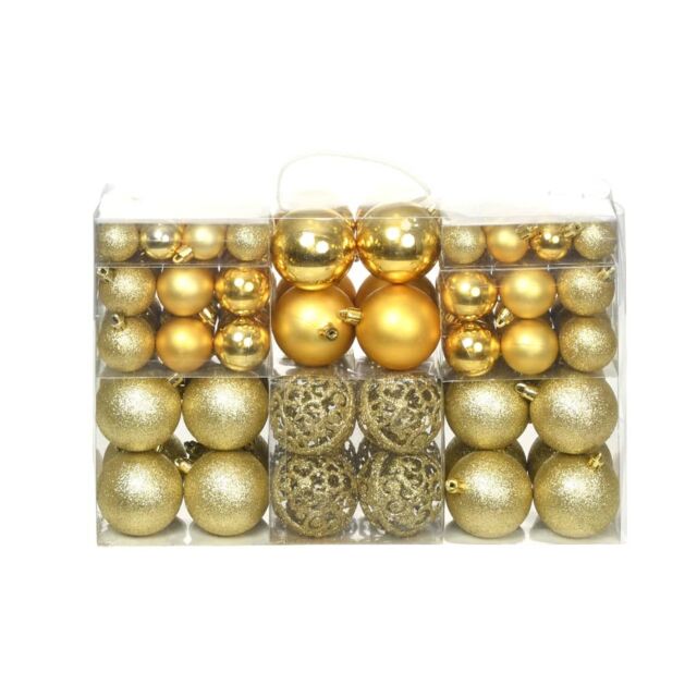Berkfield Home 100 Piece Christmas Ball Set 3/4/6 cm Gold - image 1