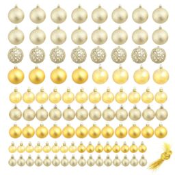 Berkfield Home 100 Piece Christmas Ball Set 3/4/6 cm Gold - thumbnail 2
