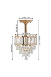 Living and Home Elegant Crystal Pendant Light in Gold - thumbnail 6