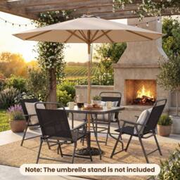 Costway 270cm Patio Umbrella Sun Shade w/ 8 Ribs & Push Button Tilt in Beige - thumbnail 8