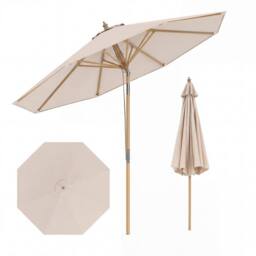 Costway 270cm Patio Umbrella Sun Shade w/ 8 Ribs & Push Button Tilt in Beige