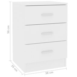 Berkfield Home Bedside Cabinet White 38x35x56 cm Engineered Wood - Size: 38 x 35 x 56 cm - thumbnail 6