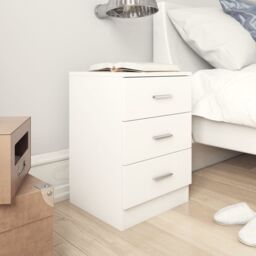 Berkfield Home Bedside Cabinet White 38x35x56 cm Engineered Wood - Size: 38 x 35 x 56 cm - thumbnail 1