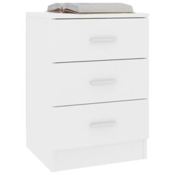 Berkfield Home Bedside Cabinet White 38x35x56 cm Engineered Wood - Size: 38 x 35 x 56 cm - thumbnail 3