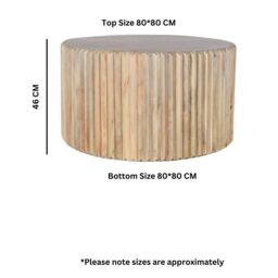 IH Design Paloma Carved Mango Wood Round Coffee Table in Brown - thumbnail 4
