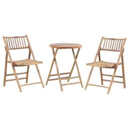 Wyld and Coco Vero 2 Seater Bamboo Bistro Set Folding Brown Off-White Cushions - thumbnail 3