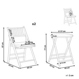 Wyld and Coco Vero 2 Seater Bamboo Bistro Set Folding Brown Off-White Cushions - thumbnail 4