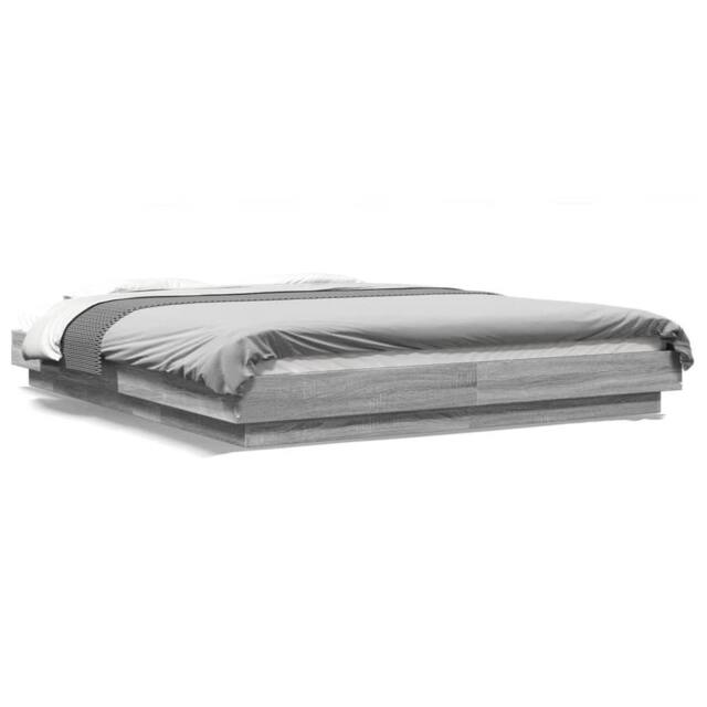 Berkfield Home Bed Frame with LED Lights without Mattress Grey Sonoma 160x200cm - Size: 160x200 cm - image 1