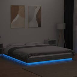 Berkfield Home Bed Frame with LED Lights without Mattress Grey Sonoma 160x200cm - Size: 160x200 cm - thumbnail 4