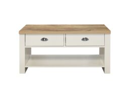 Birlea Coffee Table Blue & Oak Highgate 2 Drawer Farmhouse Shabby Chic in Cream - thumbnail 5