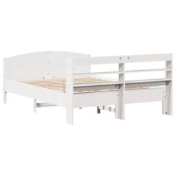 Berkfield Home Bed Frame Frame White 120x190 cm Small Double Solid Wood Pine - thumbnail 6