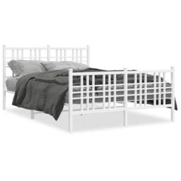 Berkfield Home Metal Bed Frame without Mattress with Footboard White 137x190cm - Size: 137x190 cm - thumbnail 3
