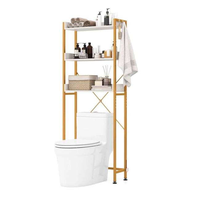 ERGOVEXA 3-Tier Bathroom Organizer Over The Toilet Storage Shelf Rack in Gold - image 1
