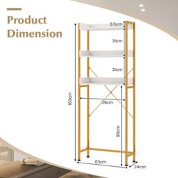 ERGOVEXA 3-Tier Bathroom Organizer Over The Toilet Storage Shelf Rack in Gold - thumbnail 2
