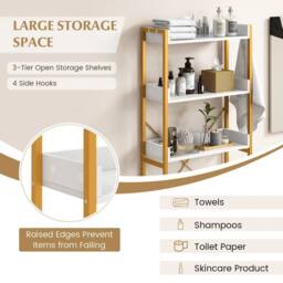 ERGOVEXA 3-Tier Bathroom Organizer Over The Toilet Storage Shelf Rack in Gold - thumbnail 3