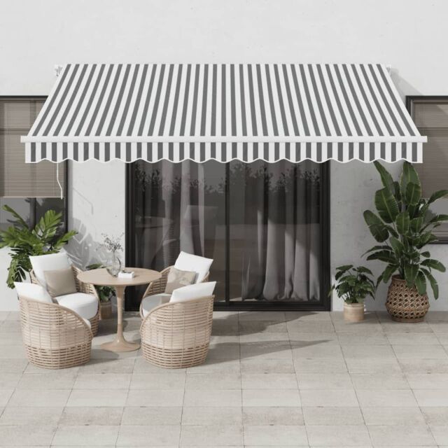 Berkfield Home Manual Retractable Awning Anthracite&White 400x300 cm - image 1