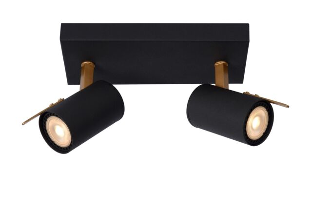 Lucide 'GRONY' Dimmable Rotatable Indoor LED Twin Ceiling Spotlight GU10 in Black - image 1