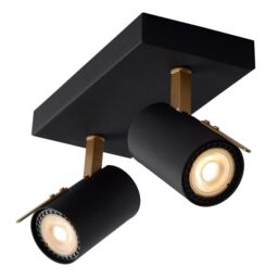 Lucide 'GRONY' Dimmable Rotatable Indoor LED Twin Ceiling Spotlight GU10 in Black - thumbnail 5