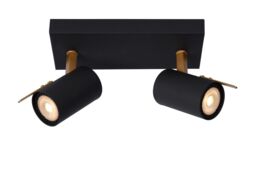 Lucide 'GRONY' Dimmable Rotatable Indoor LED Twin Ceiling Spotlight GU10 in Black - thumbnail 1