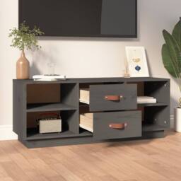Berkfield Home TV Cabinet Grey 100x34x40 cm Solid Wood Pine - Size: 100 x 34 x 40 cm