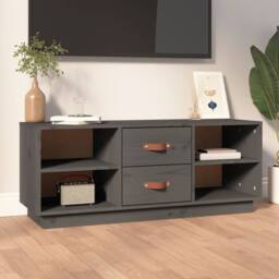 Berkfield Home TV Cabinet Grey 100x34x40 cm Solid Wood Pine - Size: 100 x 34 x 40 cm - thumbnail 2