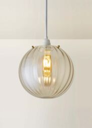 ValueLights Chessy Ribbed Glass Globe Easy Fit Lamp Shade with LED Bulb in Gold - thumbnail 2