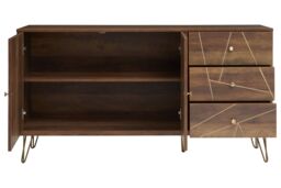 Orsina Ample Storage Sideboard, Contemporary Design Industrial Sideboard Cabinet, Durable Kitchen Sideboard in Brown - thumbnail 3