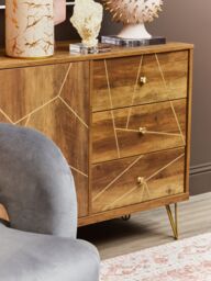 Orsina Ample Storage Sideboard, Contemporary Design Industrial Sideboard Cabinet, Durable Kitchen Sideboard in Brown - thumbnail 2