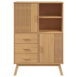 Berkfield Home Highboard OLDEN Brown 85x43x125 cm Solid Wood Pine in Natural - Size: 85 x 43 x 125 cm - thumbnail 7