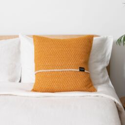 Native Natural Hoop Mustard Wool Cushion Cover 45x45cm - Size: 45 cm x 45 cm