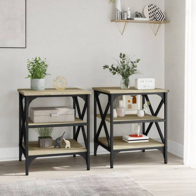 Berkfield Home Side Tables 2 pcs Sonoma Oak 40x42x50 cm Engineered Wood in Brown - Size: 40 x 42 x 50 cm - image 1