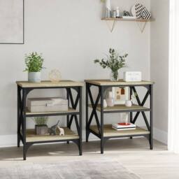 Berkfield Home Side Tables 2 pcs Sonoma Oak 40x42x50 cm Engineered Wood in Brown - Size: 40 x 42 x 50 cm - thumbnail 1