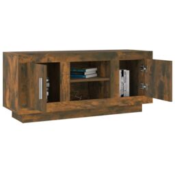 Berkfield Home TV Cabinet Smoked Oak 102x35x45 cm Engineered Wood in Brown - Size: 102 x 35 x 45 cm - thumbnail 4