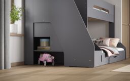 Flair Slick Staircase Triple Bunk Bed with Storage in Grey - Size: Single - thumbnail 3