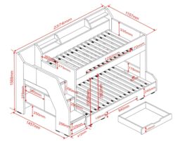Flair Slick Staircase Triple Bunk Bed with Storage in Grey - Size: Single - thumbnail 9