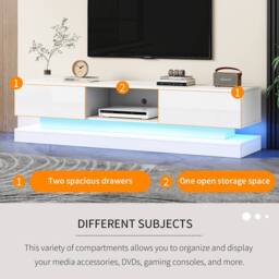 Rolipo Modern 160cm White High Gloss LED TV Stand for 75 Inch TV - thumbnail 7
