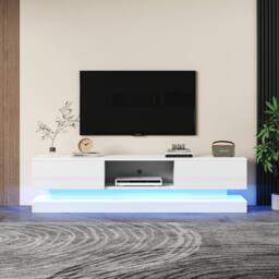 Rolipo Modern 160cm White High Gloss LED TV Stand for 75 Inch TV - thumbnail 2