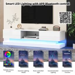Rolipo Modern 160cm White High Gloss LED TV Stand for 75 Inch TV - thumbnail 6