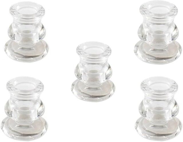 Marco Paul Set of 5 Taper Candle Holder Glass Candle Holder Candlestick in Clear