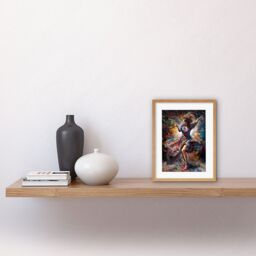 "Artery8 Wall Art Print Woman Dancing to Dynamic Music Rhythm Artwork Framed 9X7 Inch in Beige - Size: W7"" x H9""" - thumbnail 2