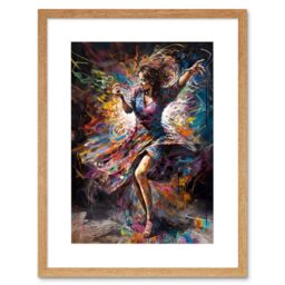 "Artery8 Wall Art Print Woman Dancing to Dynamic Music Rhythm Artwork Framed 9X7 Inch in Beige - Size: W7"" x H9""" - thumbnail 1