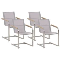 Wyld and Coco Beige 4-Pack Cantilever Garden Chairs - Stainless Steel Frame - thumbnail 2