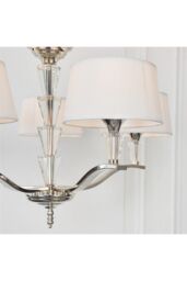 Netlighting Fiennes 5 Light Multi Arm Ceiling Pendant Chrome White Tc Fabric E14 in Grey - thumbnail 5