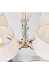 Netlighting Fiennes 5 Light Multi Arm Ceiling Pendant Chrome White Tc Fabric E14 in Grey - thumbnail 6