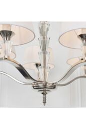 Netlighting Fiennes 5 Light Multi Arm Ceiling Pendant Chrome White Tc Fabric E14 in Grey - thumbnail 3