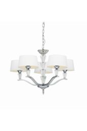 Netlighting Fiennes 5 Light Multi Arm Ceiling Pendant Chrome White Tc Fabric E14 in Grey - thumbnail 1
