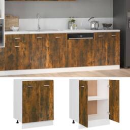 Berkfield Home Premium Bottom Cabinet Smoked Oak 60x46x81.5 cm Engineered Wood in Brown - thumbnail 1