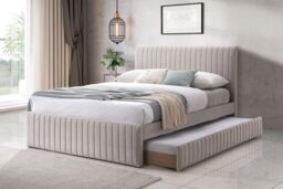 Time4sleep Bexley Natural Oat Upholstered - Bed Frame With Underbed Frame - Size: Double - thumbnail 2