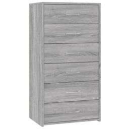 Berkfield Home Sideboard with 6 Drawers Grey Sonoma 50x34x96 cm Engineered Wood - Size: 50 x 34 x 96 cm - thumbnail 2