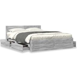 Berkfield Home Bed Frame with Headboard without Mattress Grey Sonoma 160x200 cm - thumbnail 4